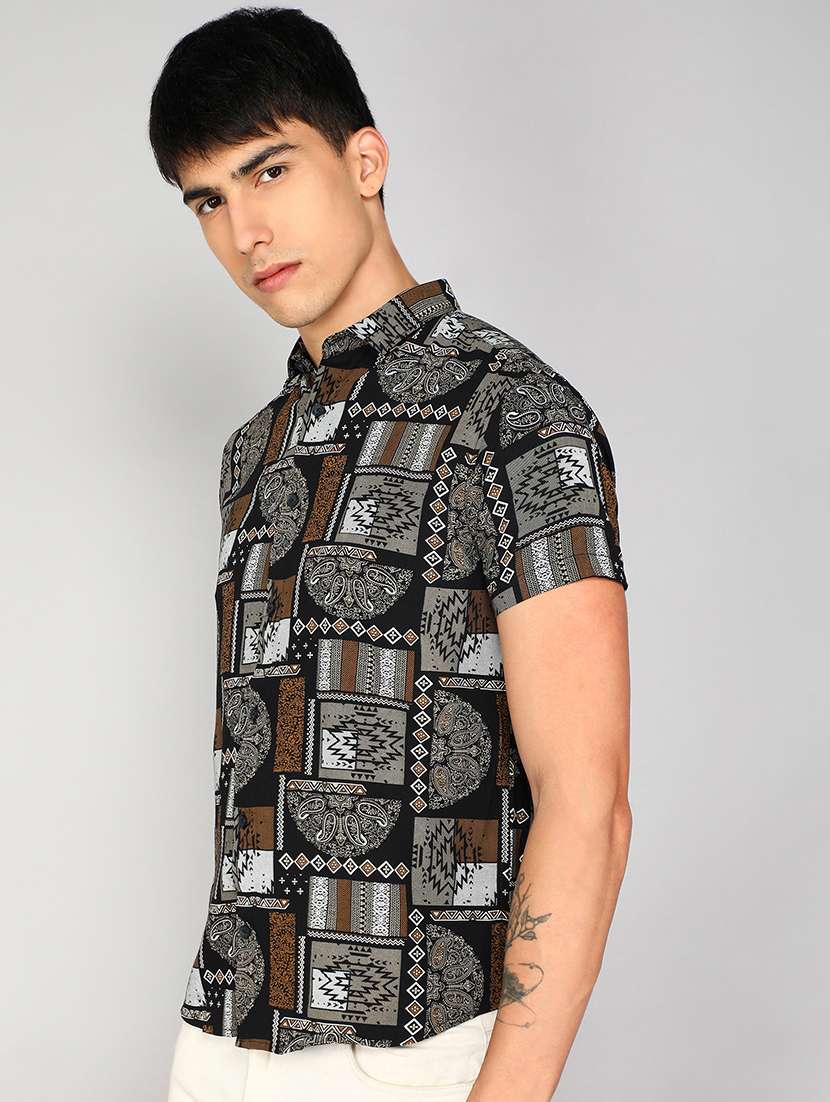 men multi colored printed viscose regular shirt - 20333462 -  Standard Image - 1