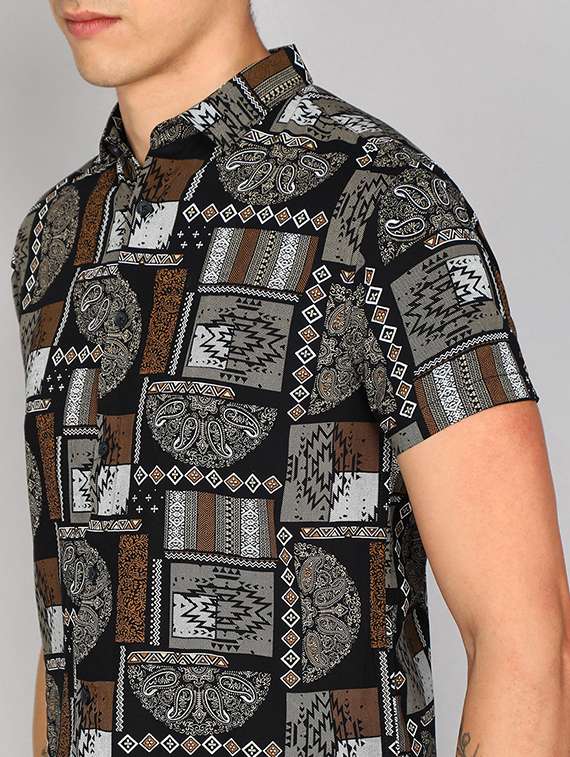 men multi colored printed viscose regular shirt - 20333462 -  Standard Image - 4