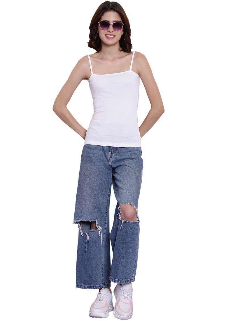 white solid sleeveless camisole - 20334275 -  Standard Image - 4