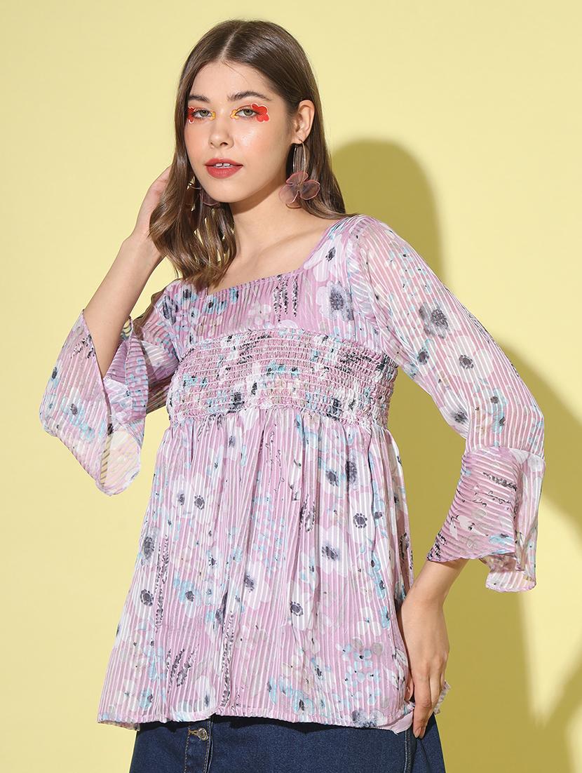 fuschia floral peasant top - 20334514 - Standard Image - 1