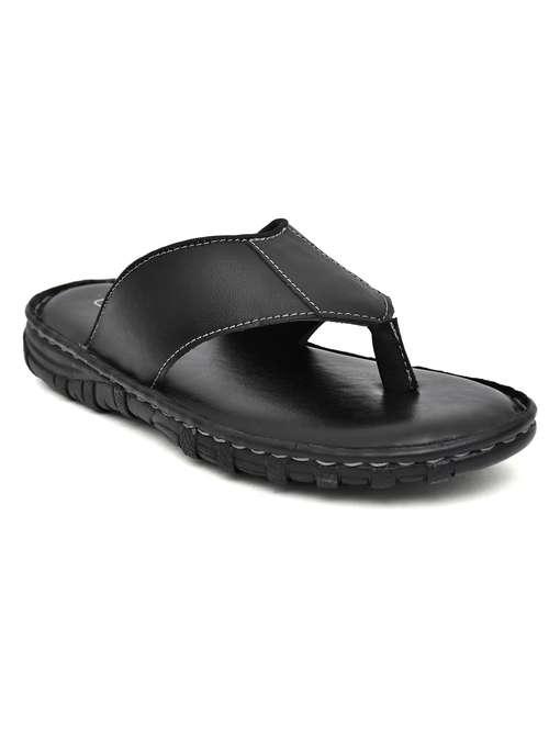 black leather toe separator slippers - 20334611 - Standard Image - 0