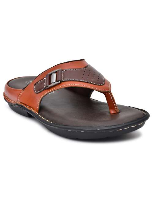 tan leather toe separator slippers - 20334635 - Standard Image - 0