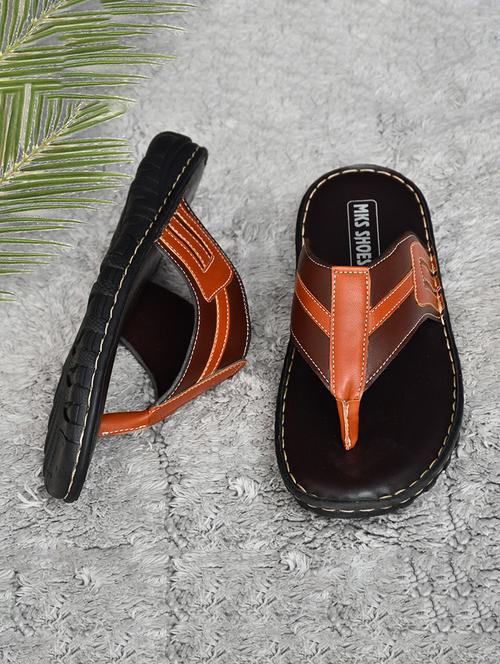 brown leather toe separator slippers - 20334639 -  Standard Image - 0