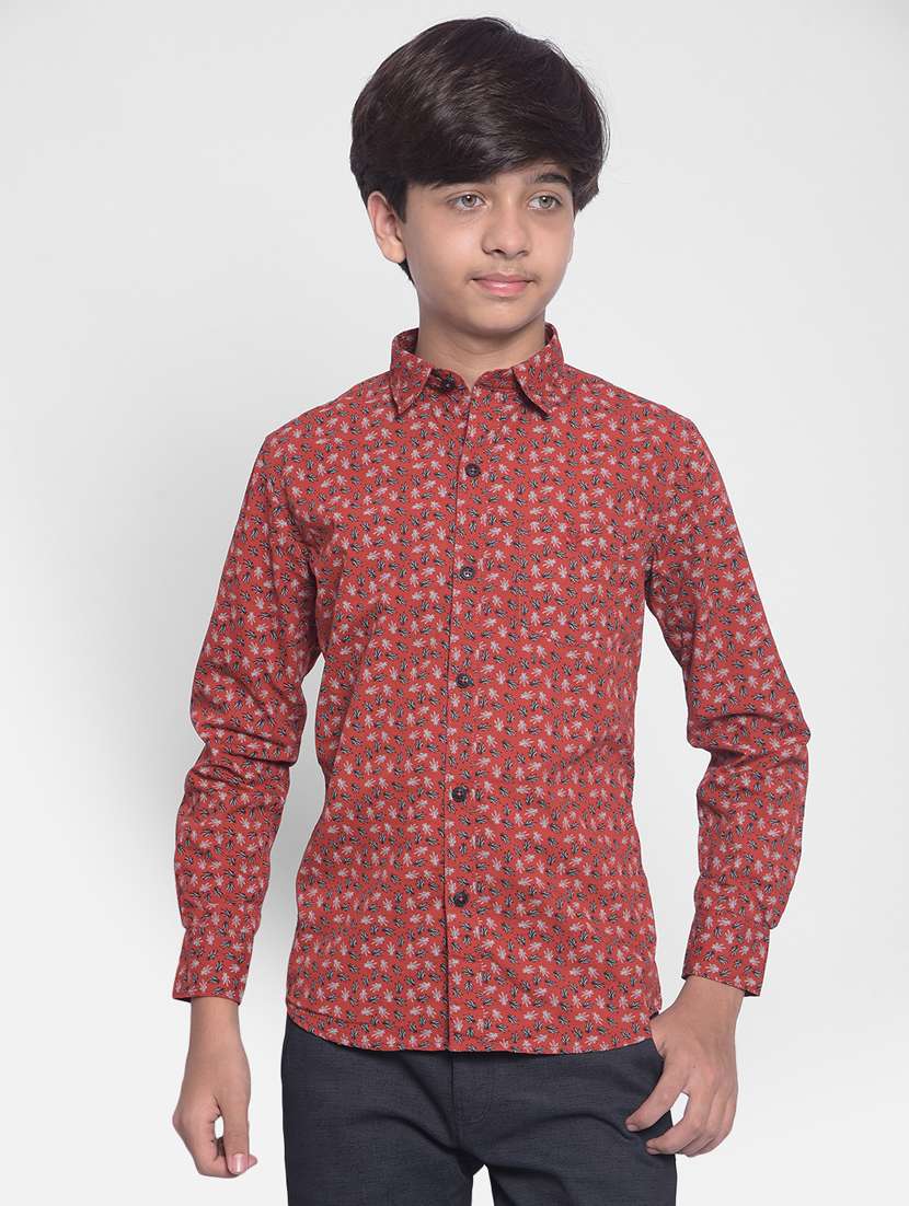 boys multi color printed 100% cotton shirt