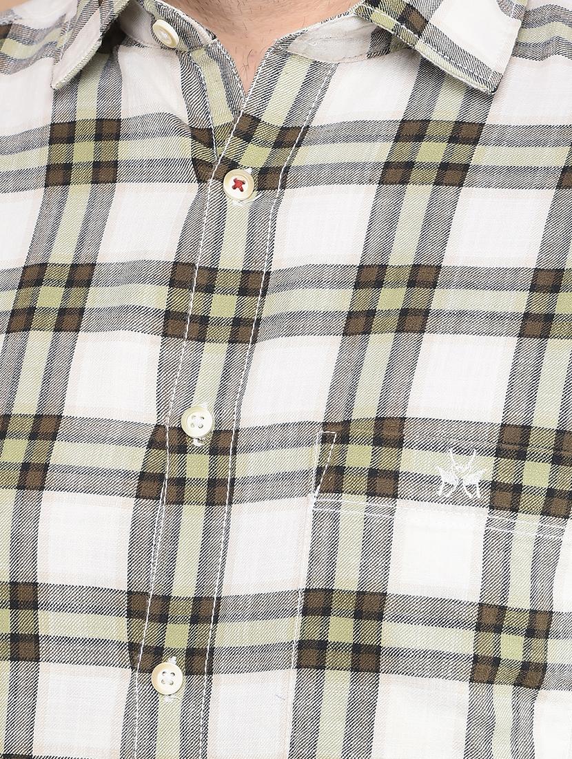 men white checks cotton short kurta - 20335426 - Standard Image - 6
