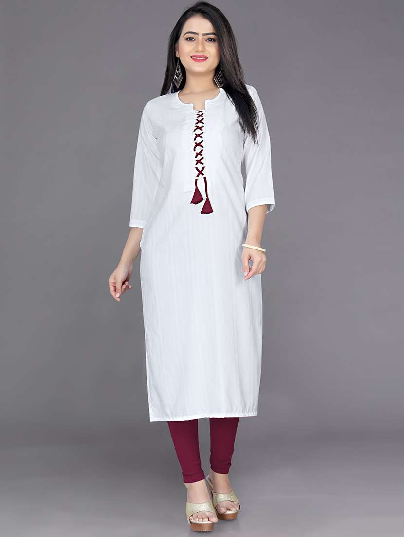 white colored straight kurta