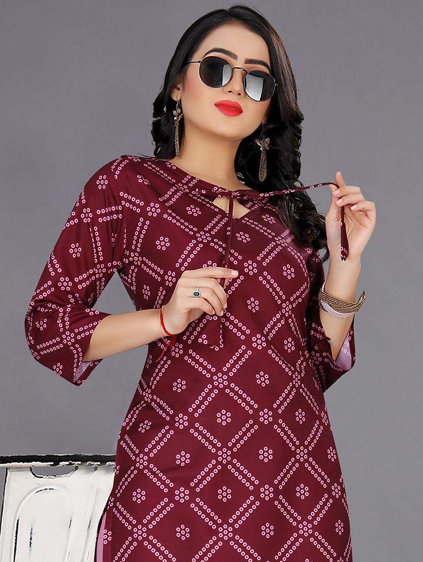 maroon colored straight kurta - 20335710 -  Standard Image - 1