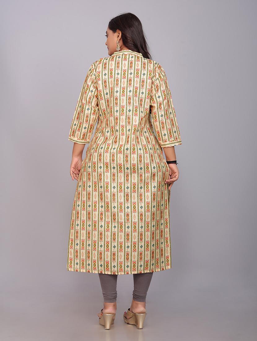 beige colored straight kurta - 20335730 - Standard Image - 1