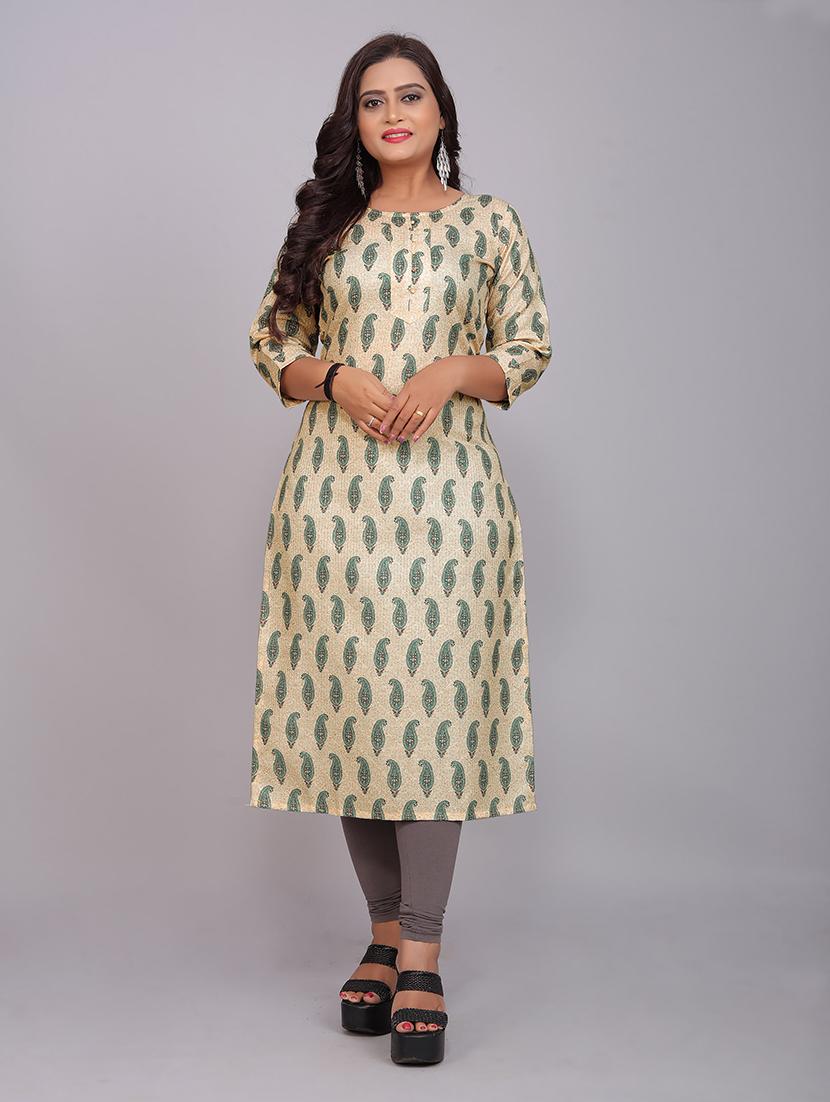 beige colored straight kurta - 20335734 - Zoom Image - 0