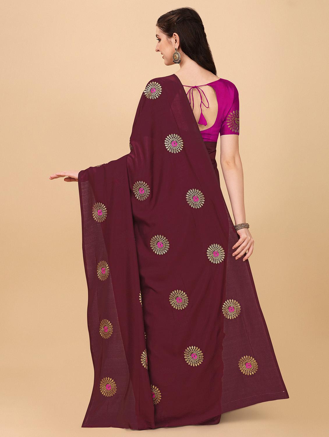 women's embroidered saree with blouse - 20335862 - Standard Image - 1