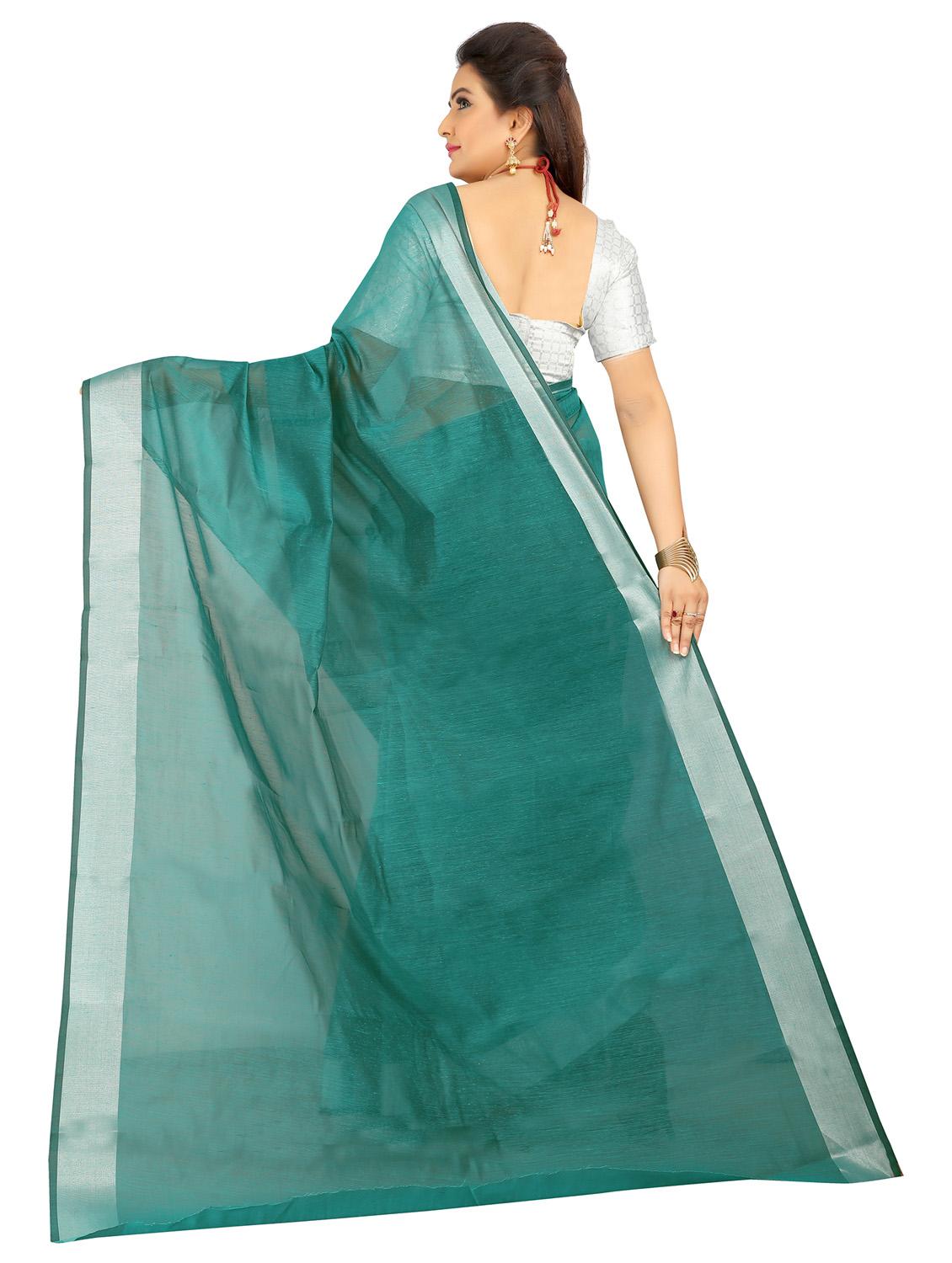 women's bordered teal colored saree with blouse - 20335972 - Standard Image - 1