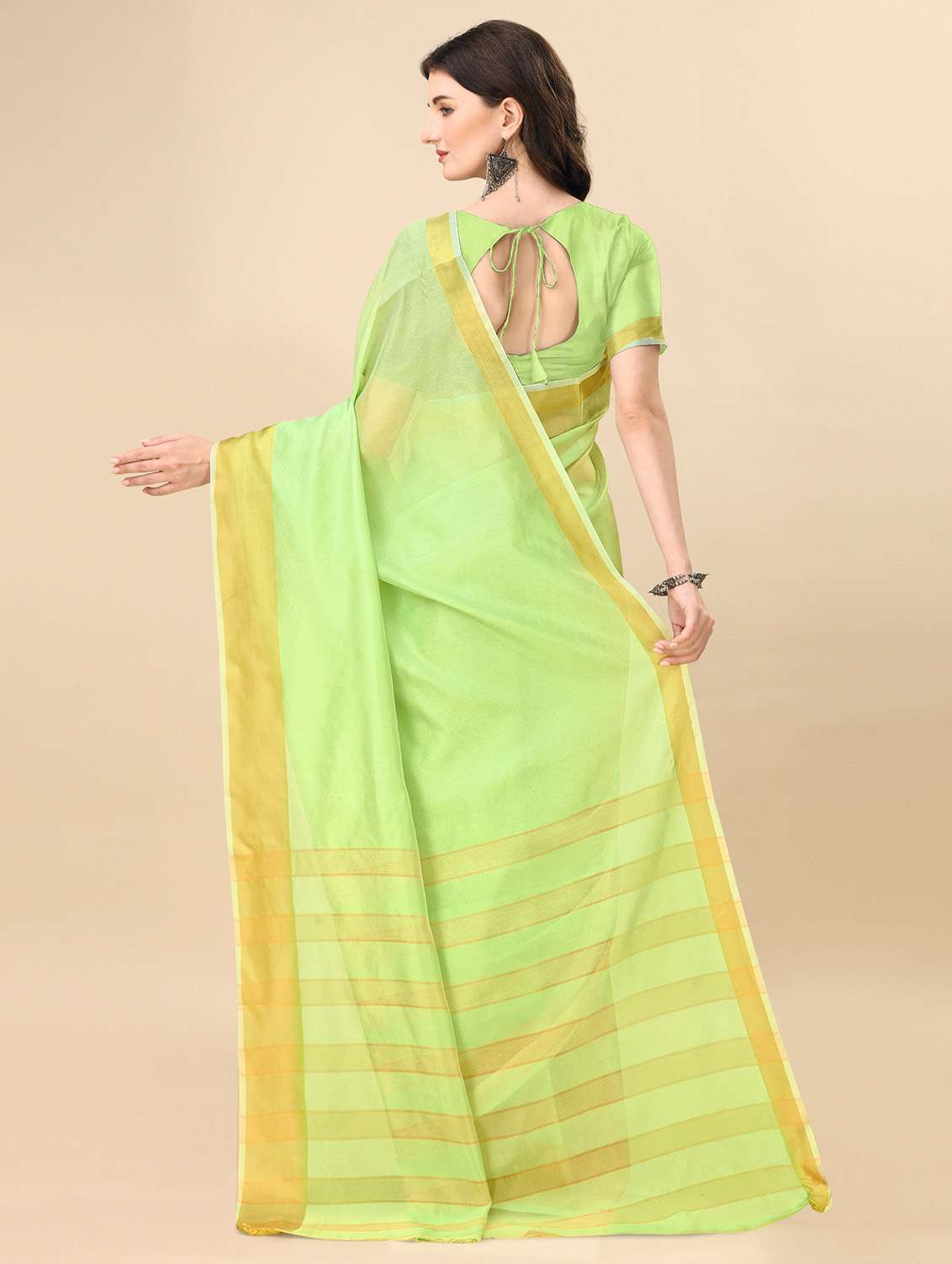 women's self design light green colored saree with blouse - 20335993 -  Standard Image - 1