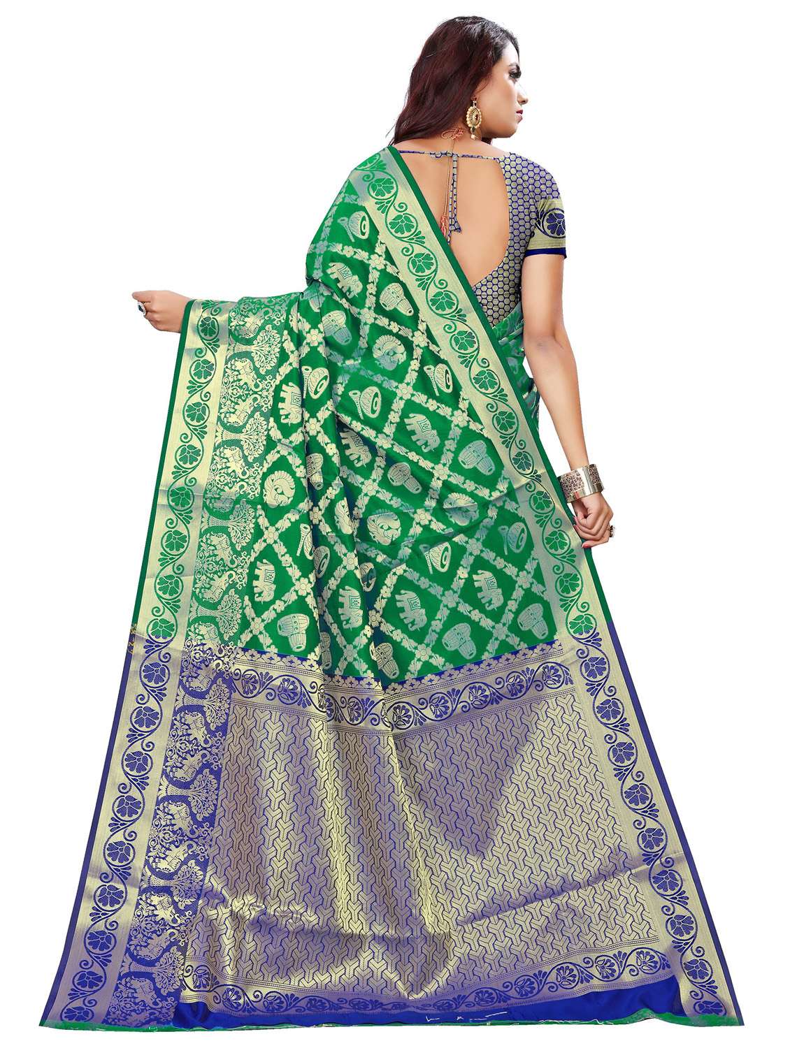women's self design green colored saree with blouse - 20336066 -  Standard Image - 1