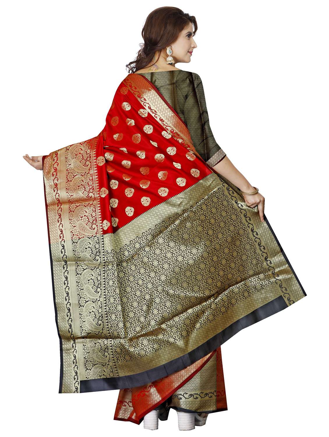 women's self design red colored saree with blouse - 20336214 -  Standard Image - 1