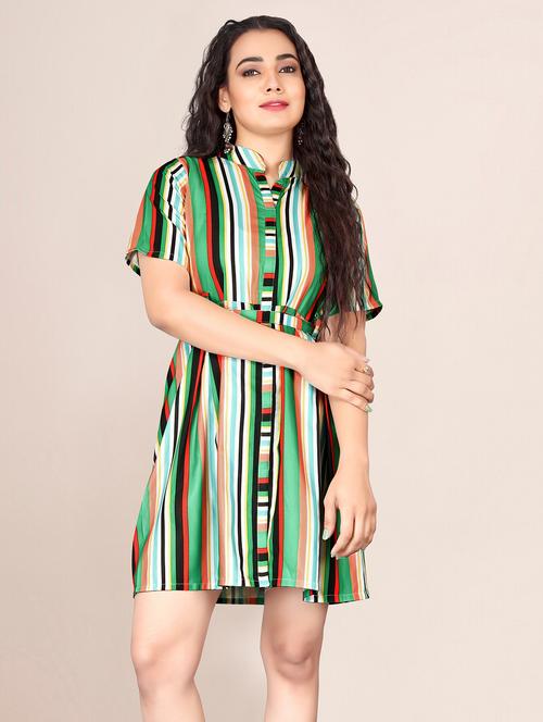 green stripes shirt dress - 20336304 - Standard Image - 0