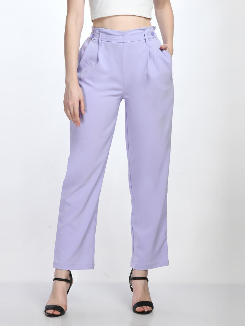 purple lycra blend pleated trouser - 20340884 - Zoom Image - 0