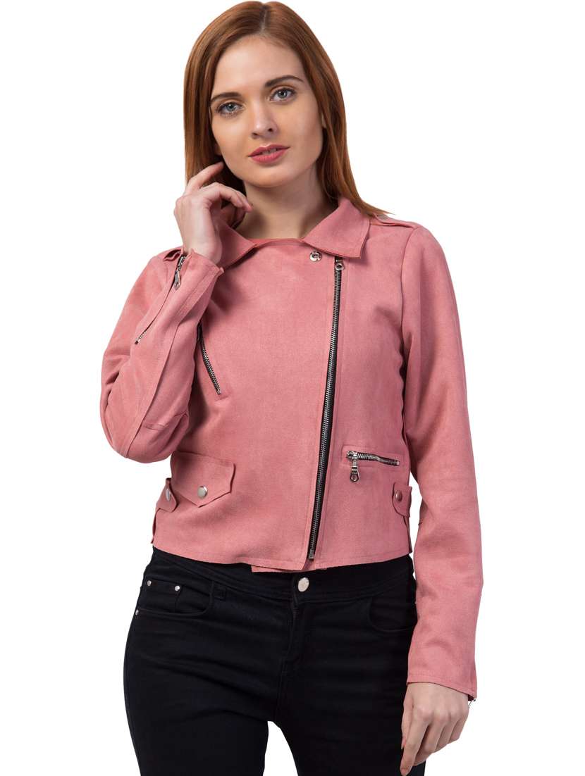 women pink faux leather summer jacket - 20340900 -  Zoom Image - 0