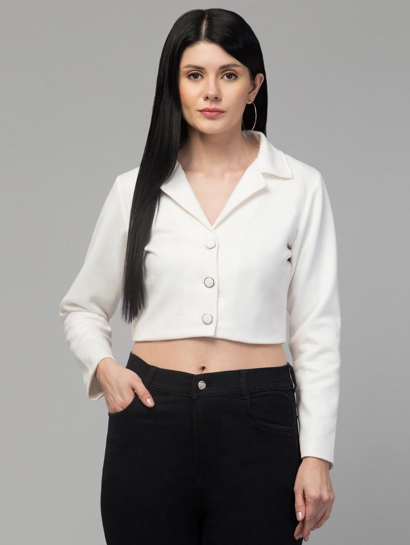 women solid faux leather summer jacket - 20340910 - Zoom Image - 0