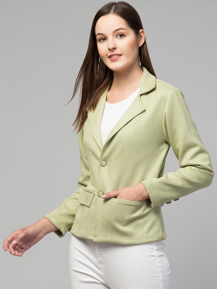 women solid faux summer jacket - 20340929 - Standard Image - 1