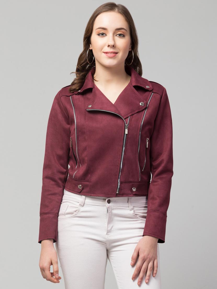 women red faux leather summer jacket - 20340941 - Zoom Image - 0