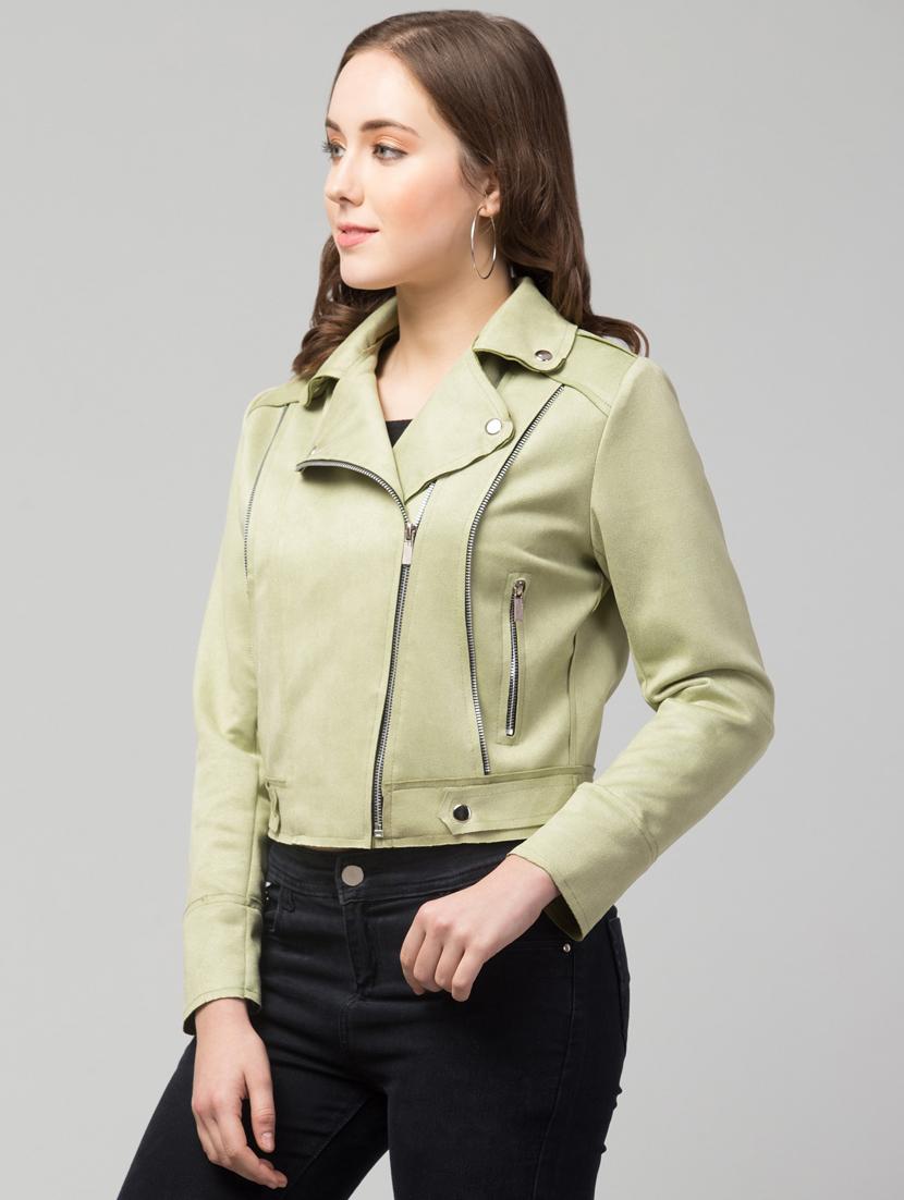 women green faux leather summer jacket - 20340947 -  Standard Image - 1