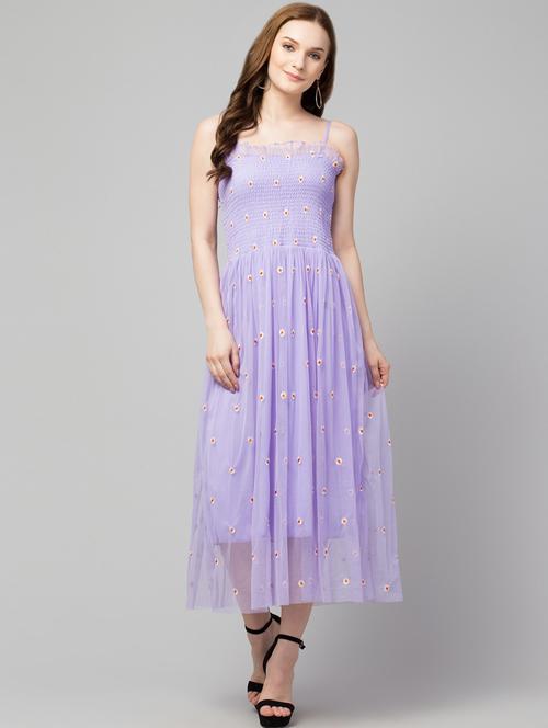 lavender solid with work shoulder strap dress - 20341059 - Standard Image - 0