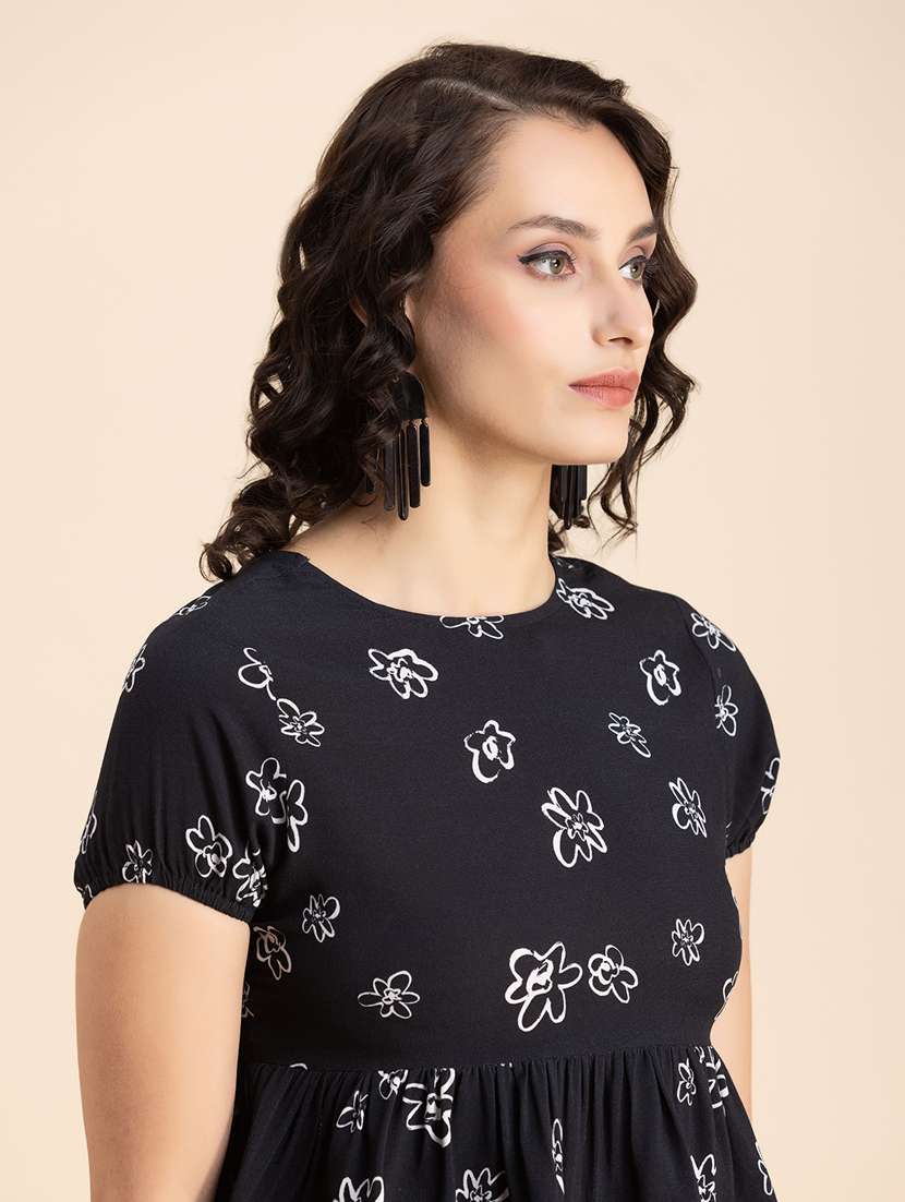 black floral peplum top - 20342363 -  Standard Image - 4