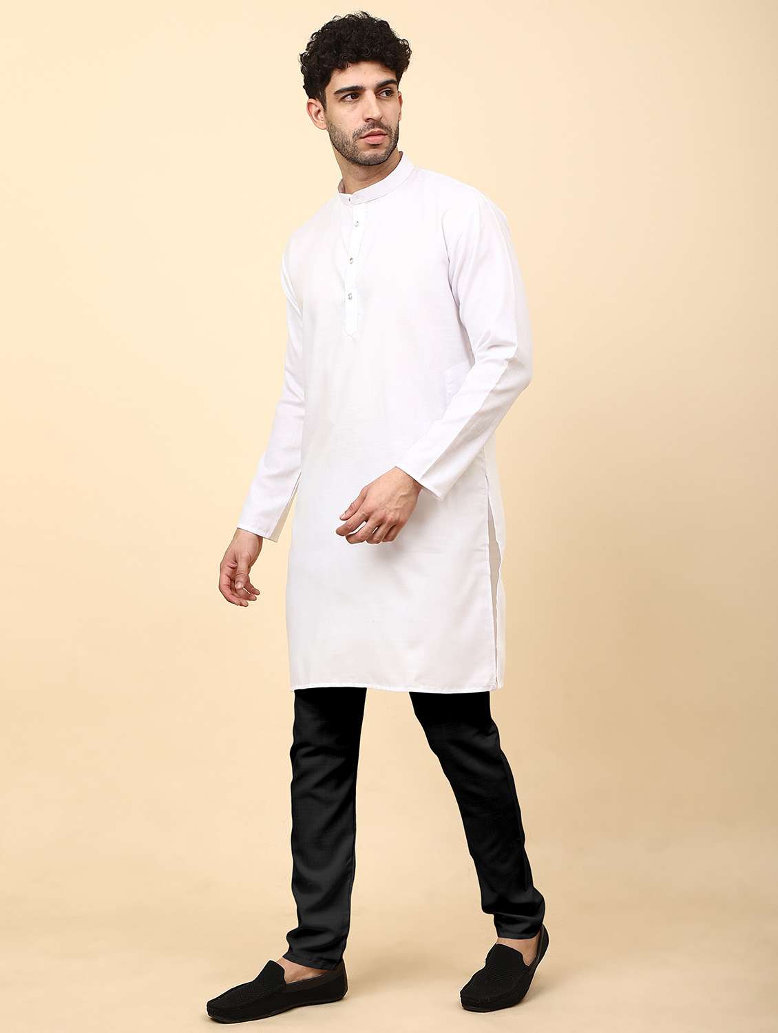 men white solids kurta pyjama sets - 20342396 -  Standard Image - 1