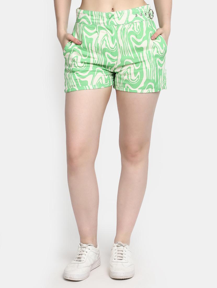 green rayon regular shorts - 20342521 - Zoom Image - 0