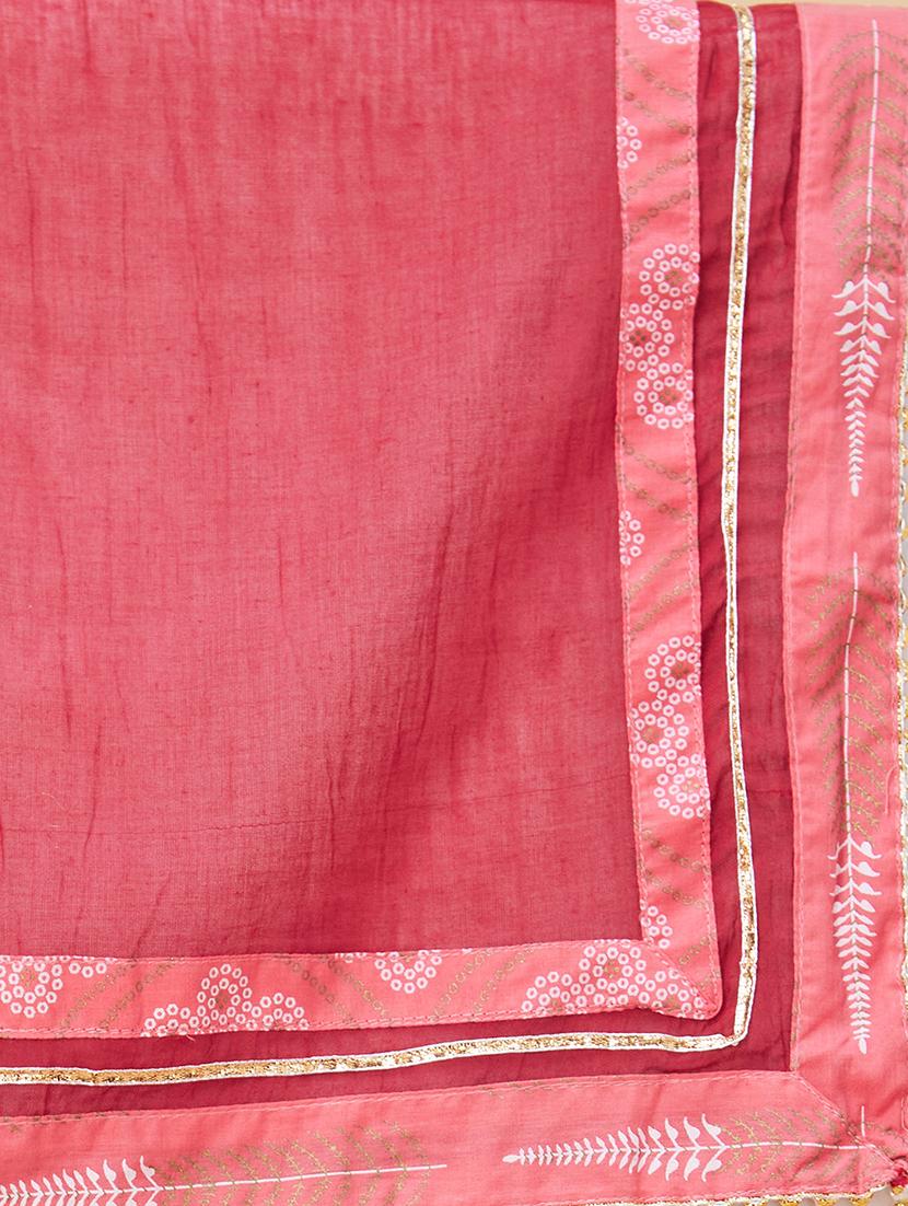 globus women pink gotta patti & allover printed pleated tiered anarkali kurta with sharara & dupatta - 20343214 - Standard Image - 6