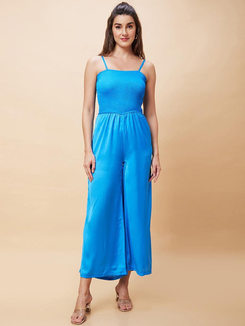 women blue polyester full leg jumpsuit - 20343245 -  Zoom Image - 0