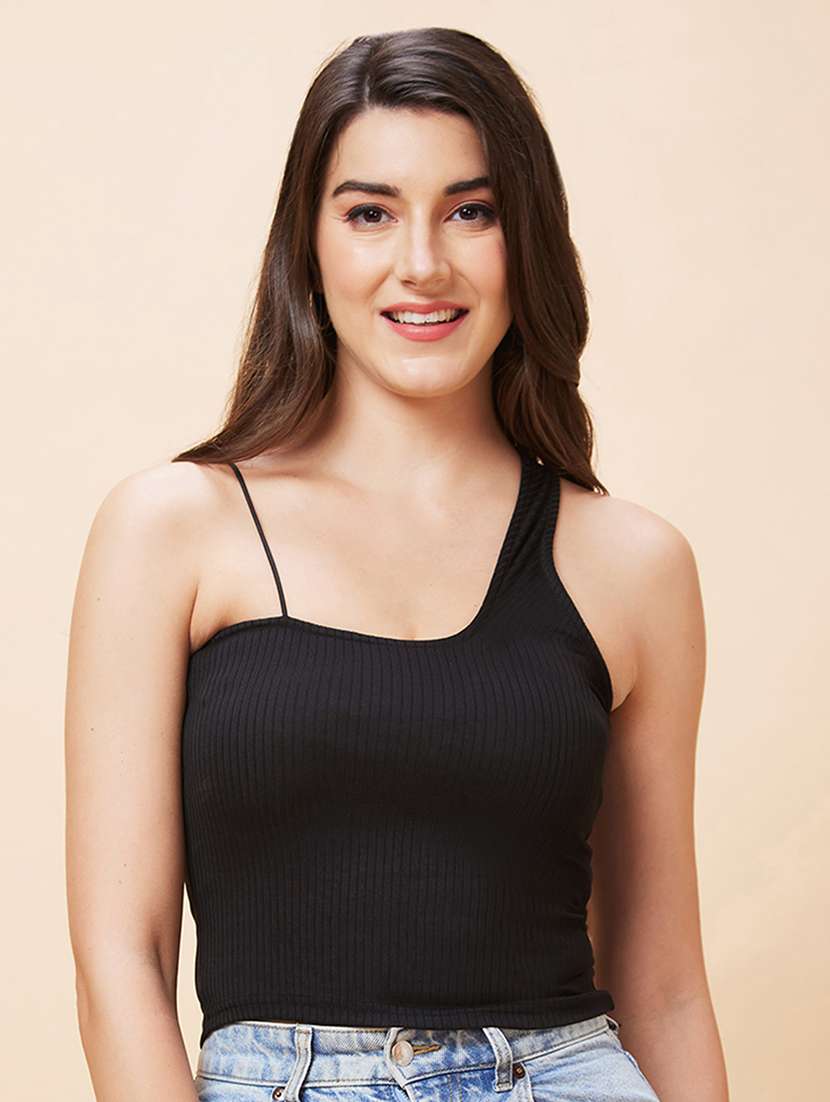 women black cotton crop top - 20343263 - Zoom Image - 0