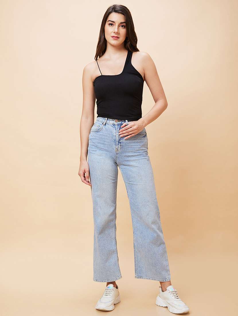 women black cotton crop top - 20343263 - Standard Image - 4