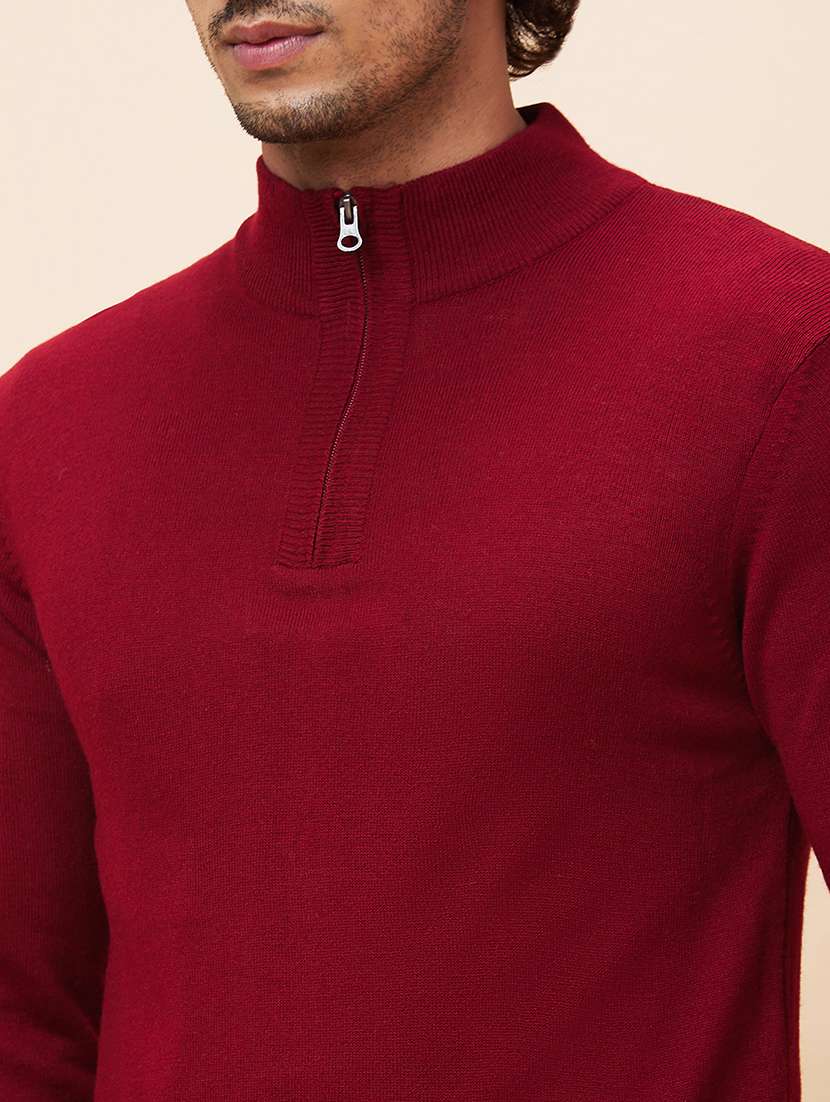 men maroon acrylic pullover - 20344459 -  Standard Image - 6