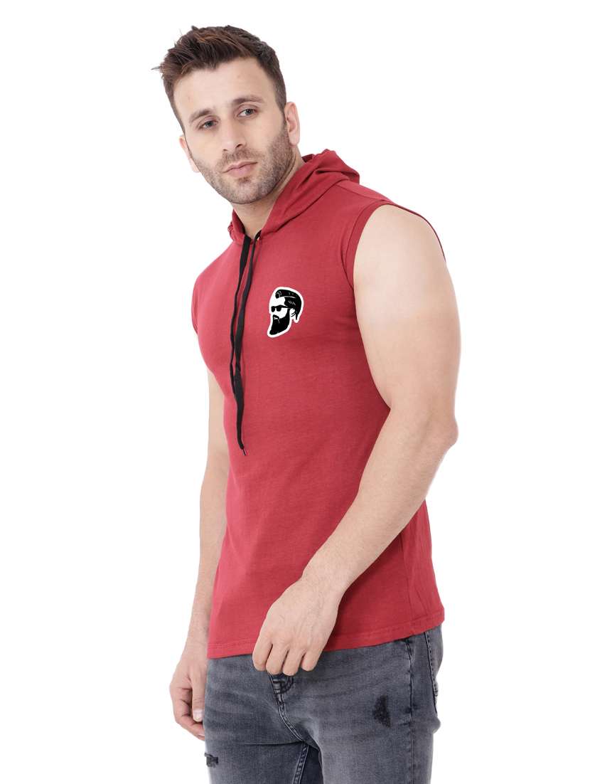 men chest print sleeveless hooded t-shirt - 20345066 - Standard Image - 1