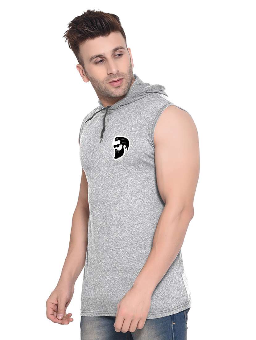 men hooded plain  t-shirt - 20345074 -  Standard Image - 1