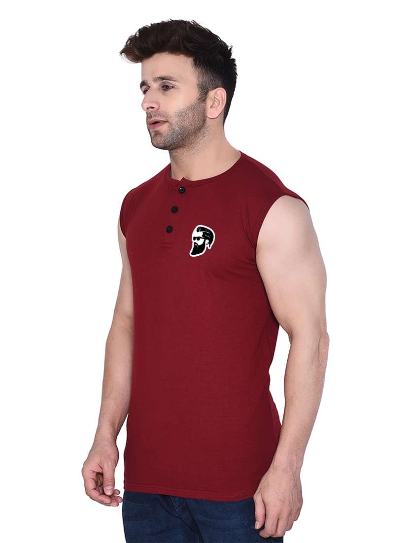 round neck solid sleeveless regular t-shirt - 20345107 -  Standard Image - 1