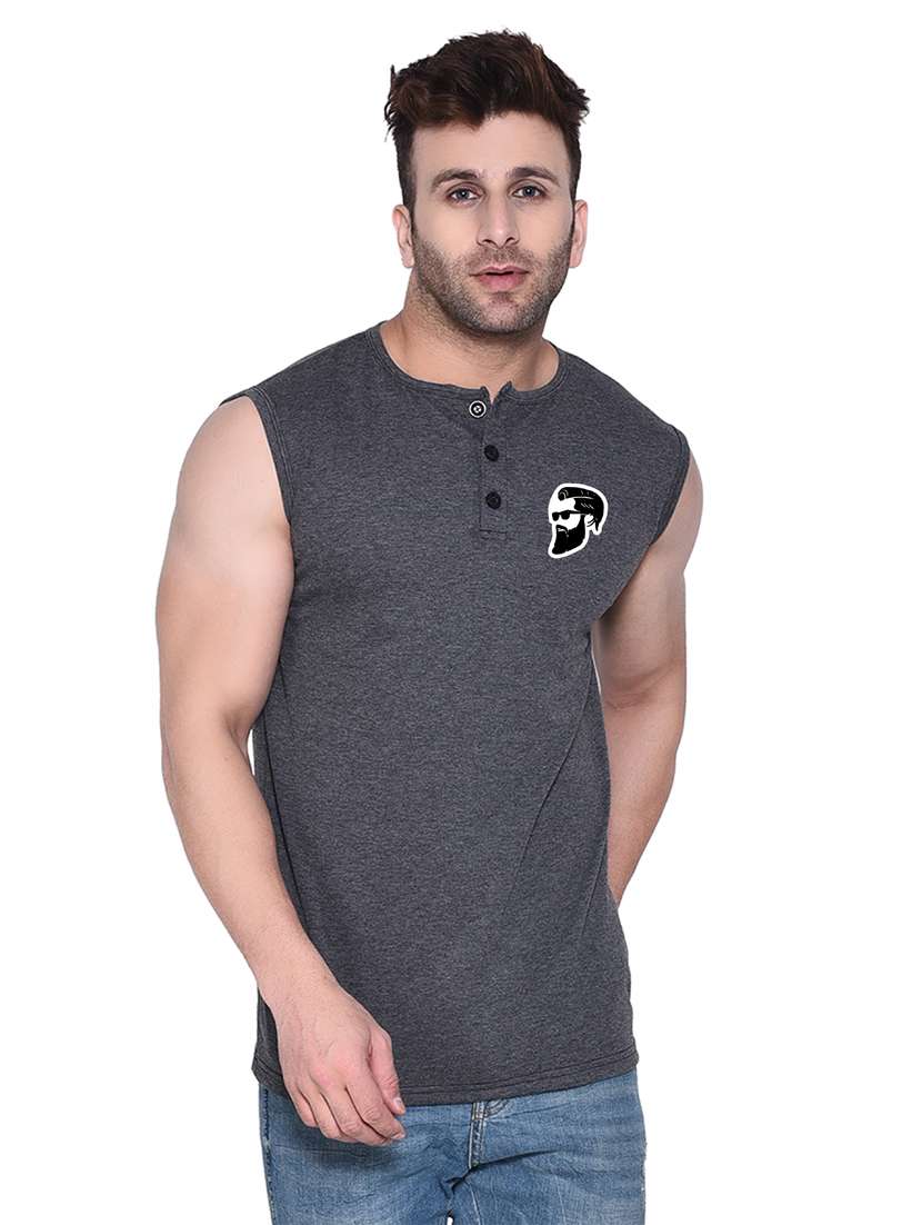 round neck solid sleeveless regular t-shirt