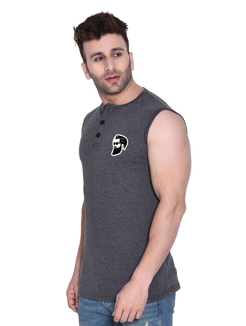 round neck solid sleeveless regular t-shirt - 20345108 - Standard Image - 1