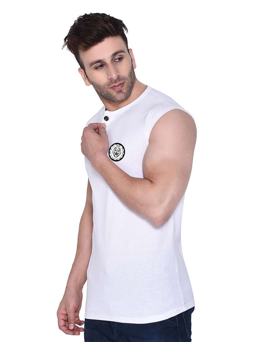round neck solid sleeveless regular t-shirt - 20345114 -  Standard Image - 1