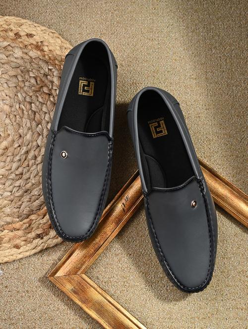 grey synthetic slip on loafers - 20345129 -  Standard Image - 0