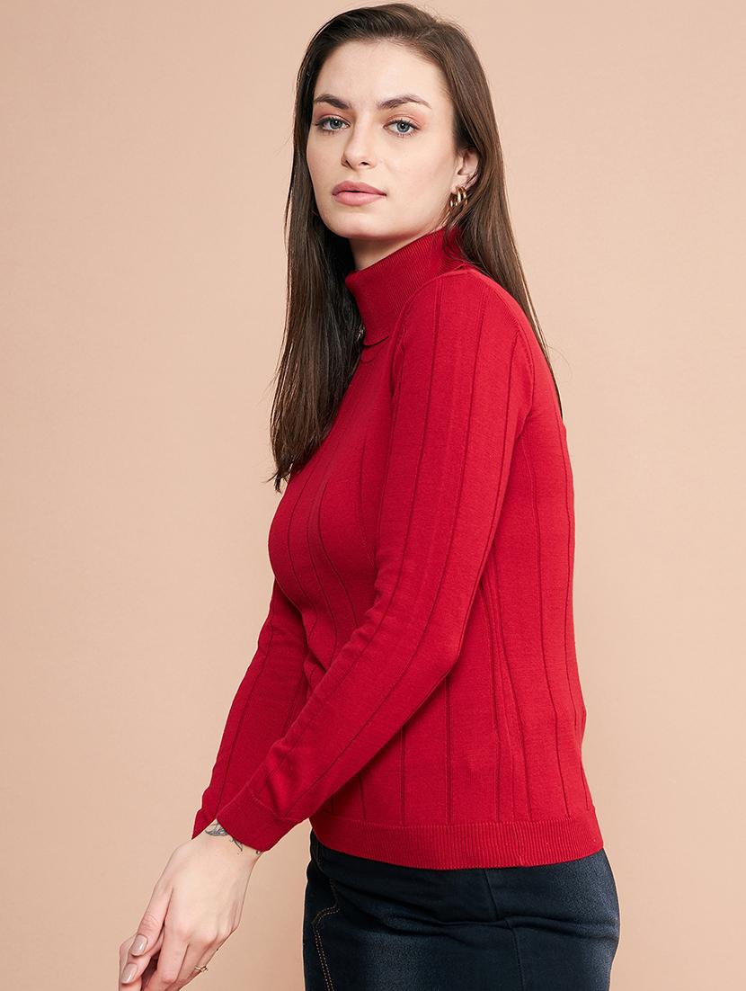 women self design turtle neck pullover - 20345169 - Standard Image - 1