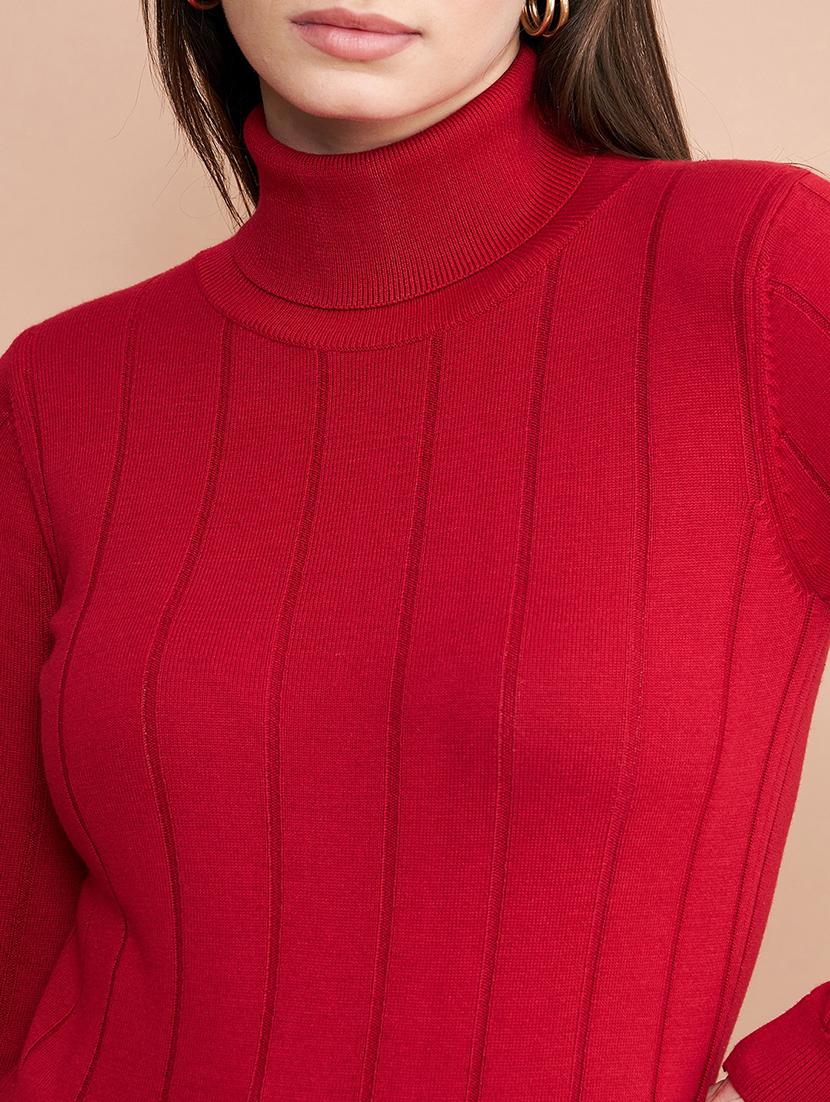 women self design turtle neck pullover - 20345169 - Standard Image - 4