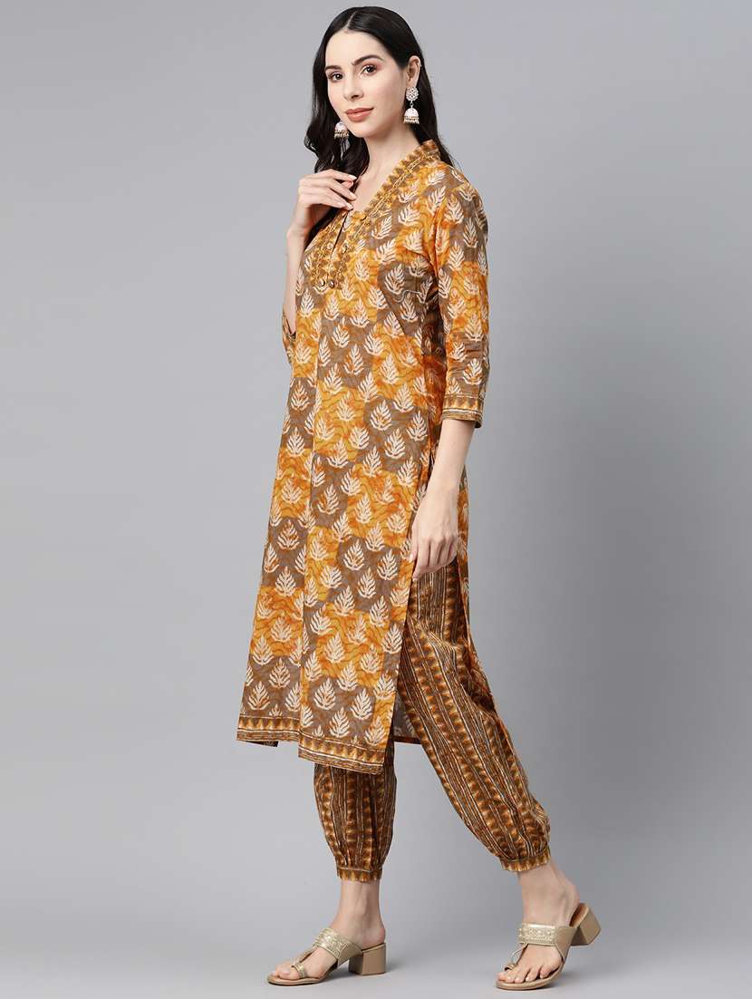 yellow colored kurta salwar set - 20345256 -  Standard Image - 1