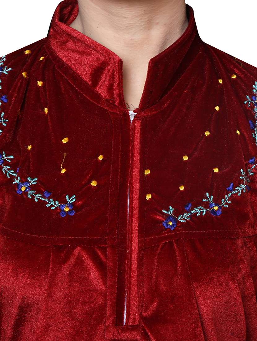 red embroidered nighty - 20345372 -  Standard Image - 4
