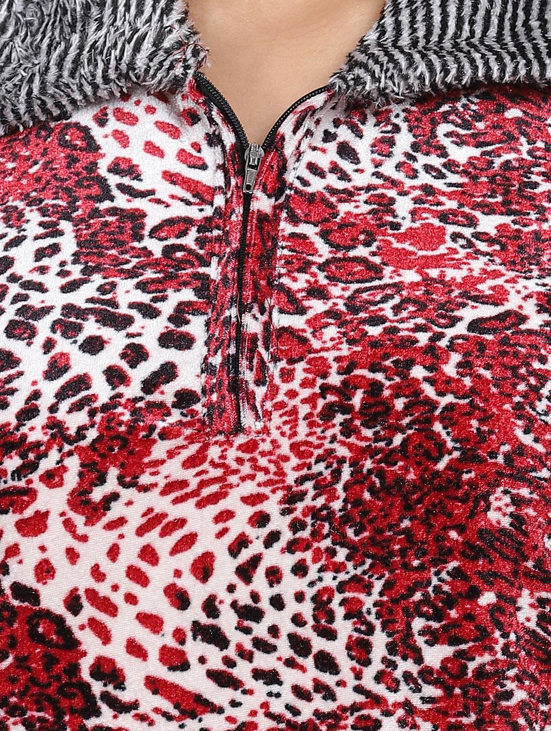 maroon animal print nighty - 20345381 - Standard Image - 4