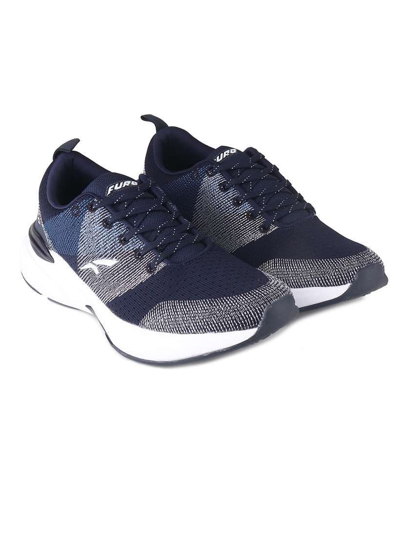 men navy blue color block lace up walking sport shoe - 20345397 - Standard Image - 1