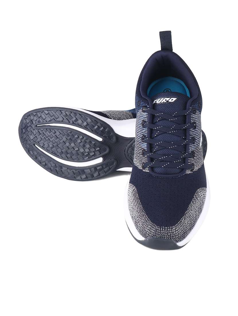 men navy blue color block lace up walking sport shoe - 20345397 - Standard Image - 4