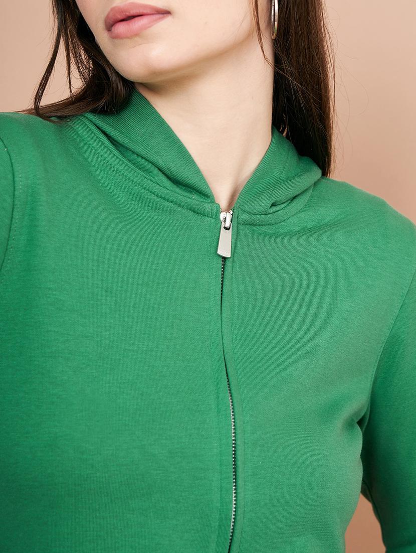 women's pure cotton solid hooded neck sweatshirt - 20345412 - Standard Image - 4