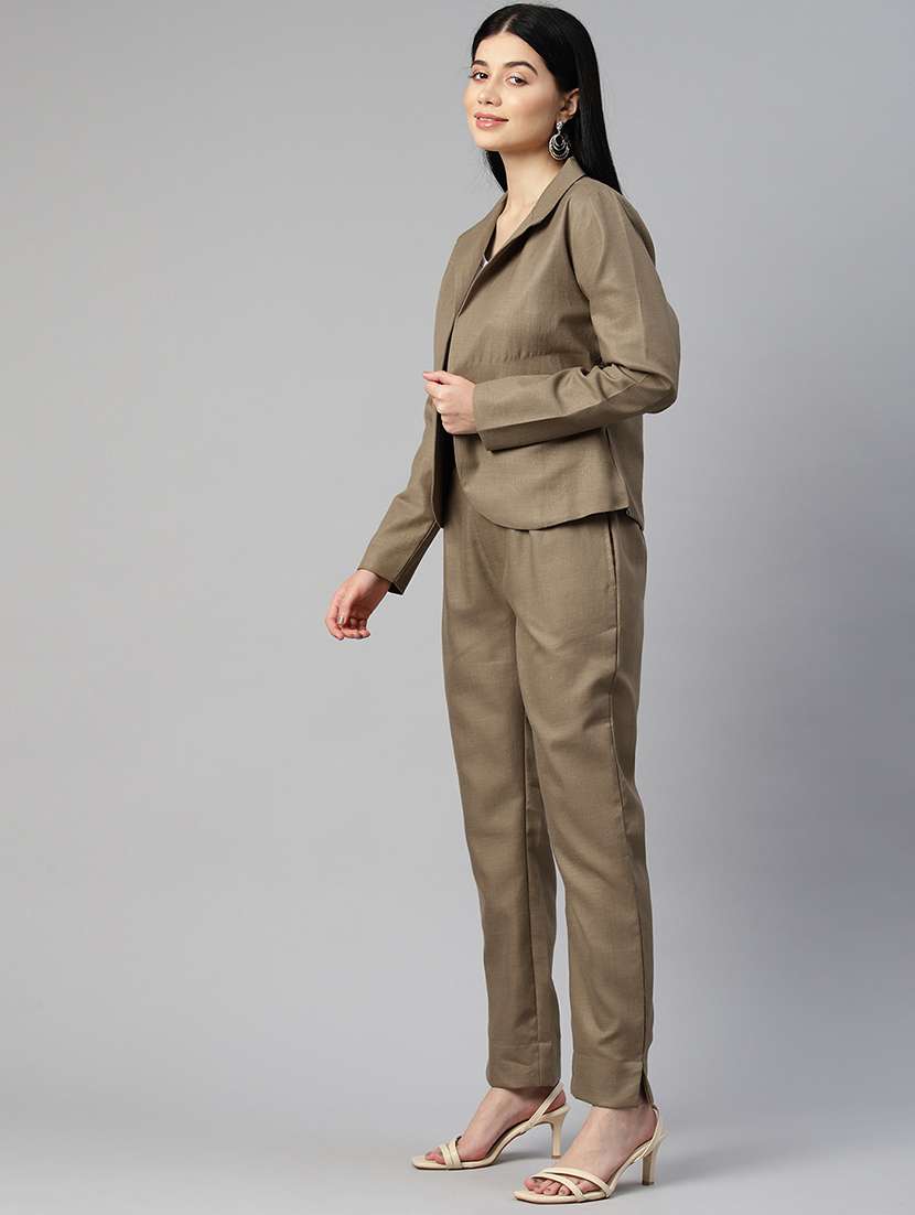 brown blazer and trousers co-ord - 20346204 - Standard Image - 1